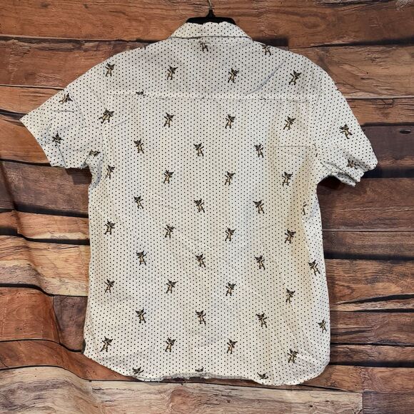 Dabbing Reindeer Shirt Large White AOP Short Sleeve Button Up Christmas Dancing - Picture 4 of 6